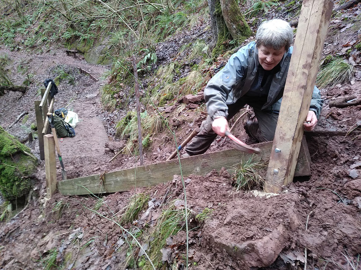 Path improvement works being carried out at Pwll y Wrach Nature Reserve Wildlife Trust of South and West Wales